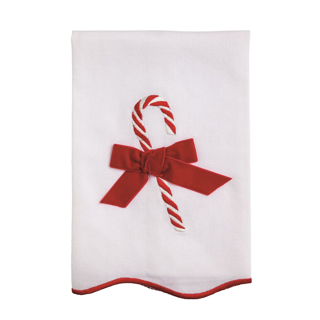 Candy Cane Bow Scalloped Hand Towel
