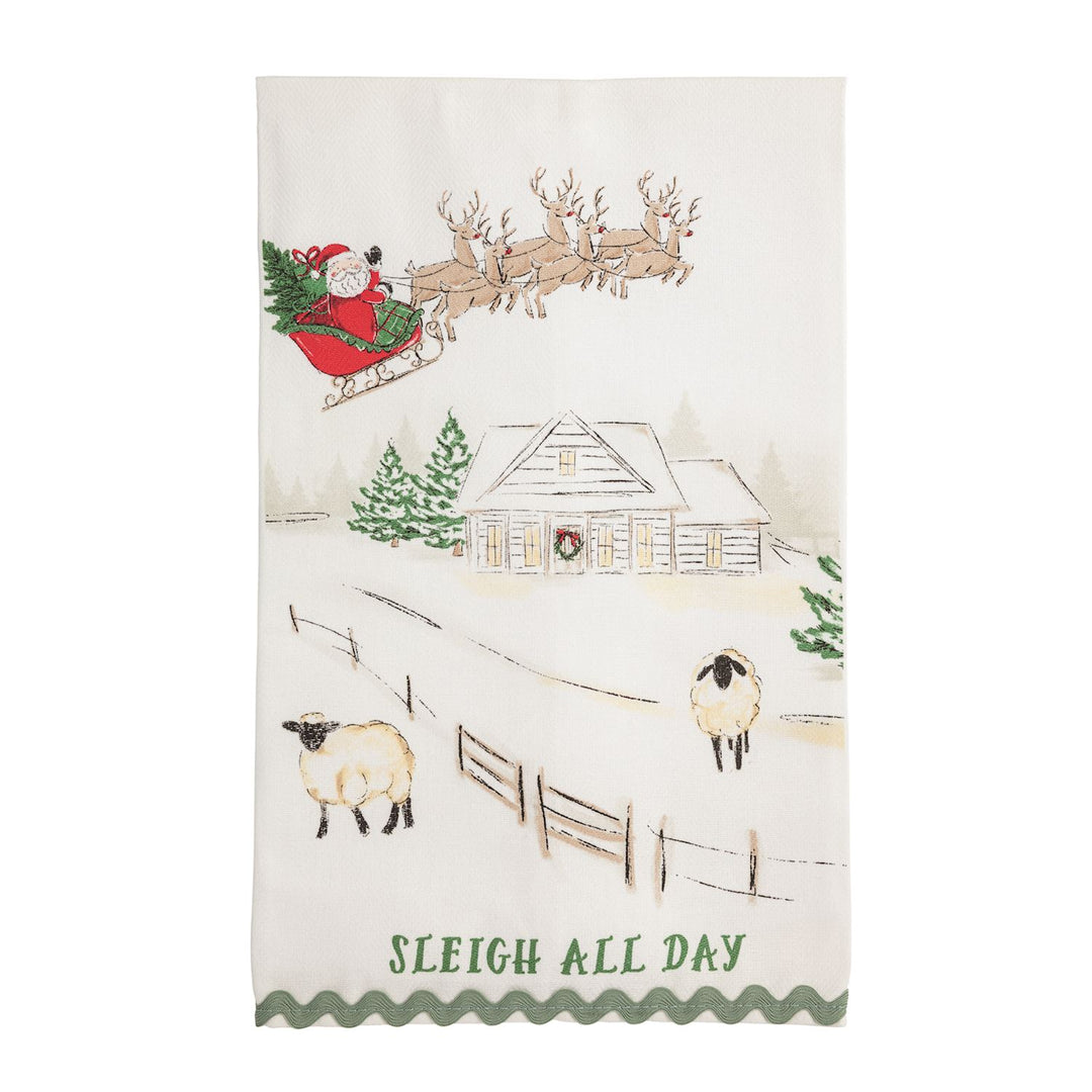Scene Farm Christmas Ric-Rac Towel