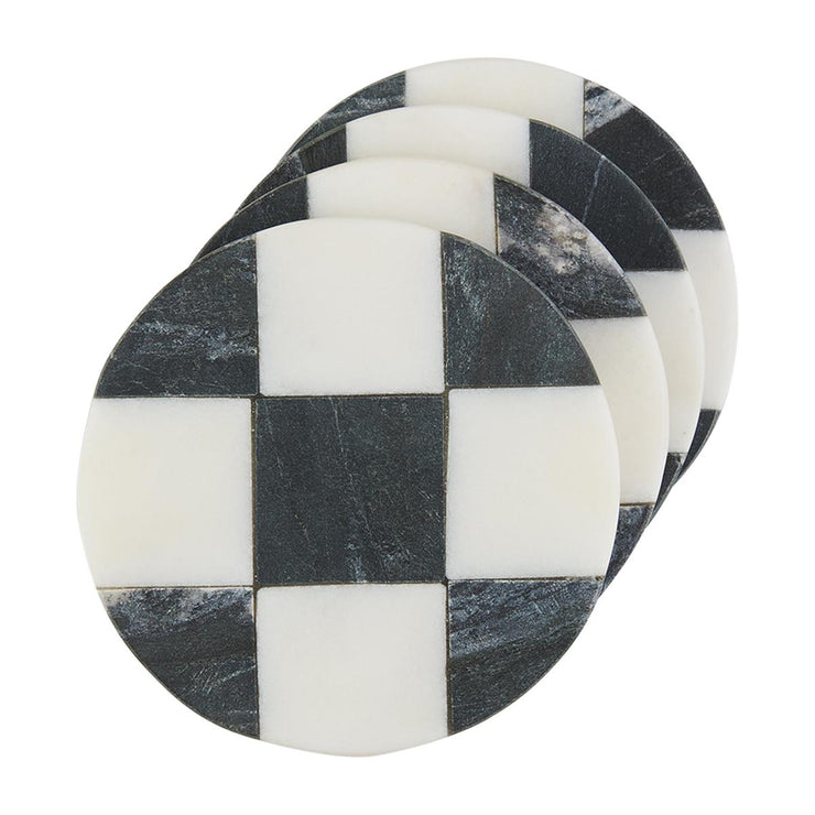 Round Checkered Coaster Set