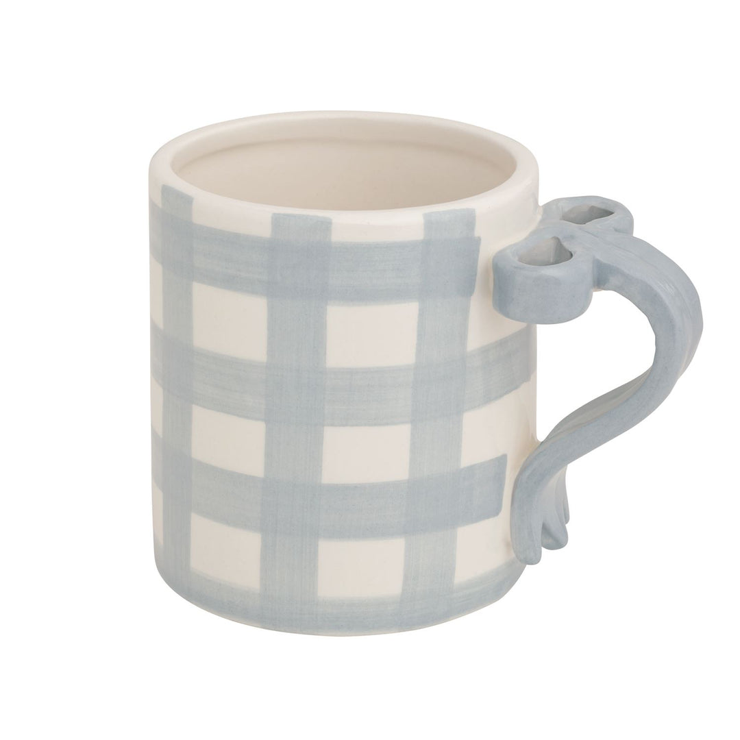 Gingham Bow Handle Mug