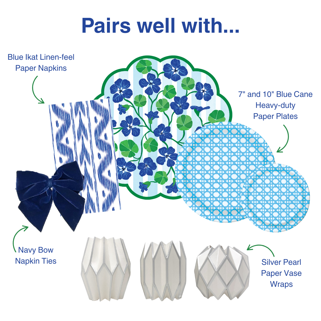 Blue Ikat linen-feel Paper Guest Towel / Napkin | Set of 25