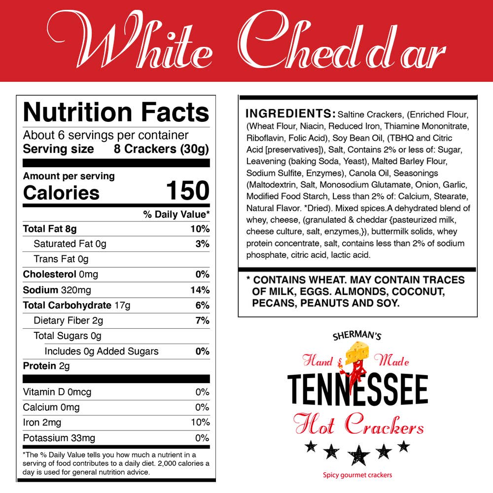 Sherman's Tennessee Hot Crackers, White Cheddar Flavor