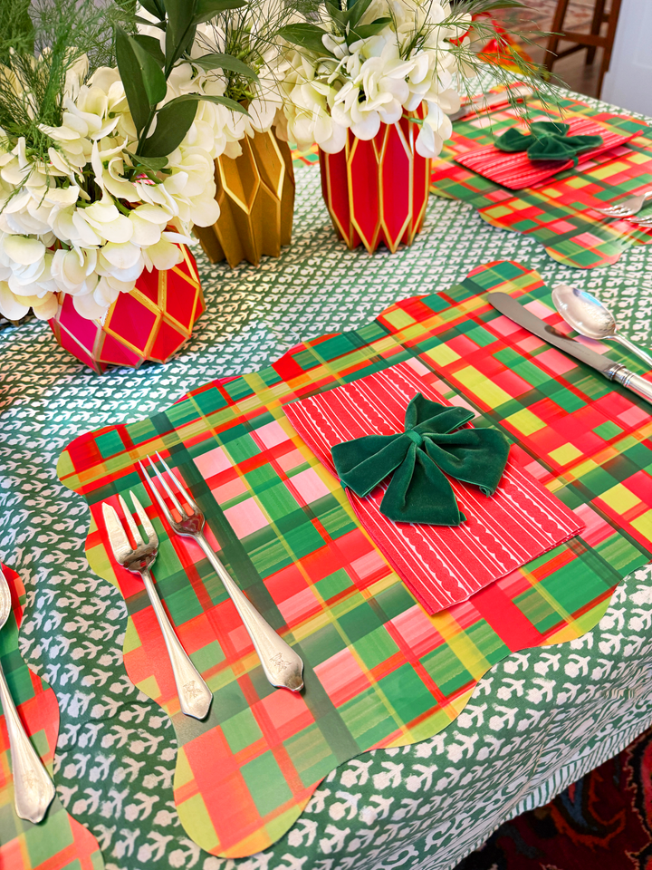 Red Stripe Linen-feel Paper Napkin /Guest Towels | Set of 25