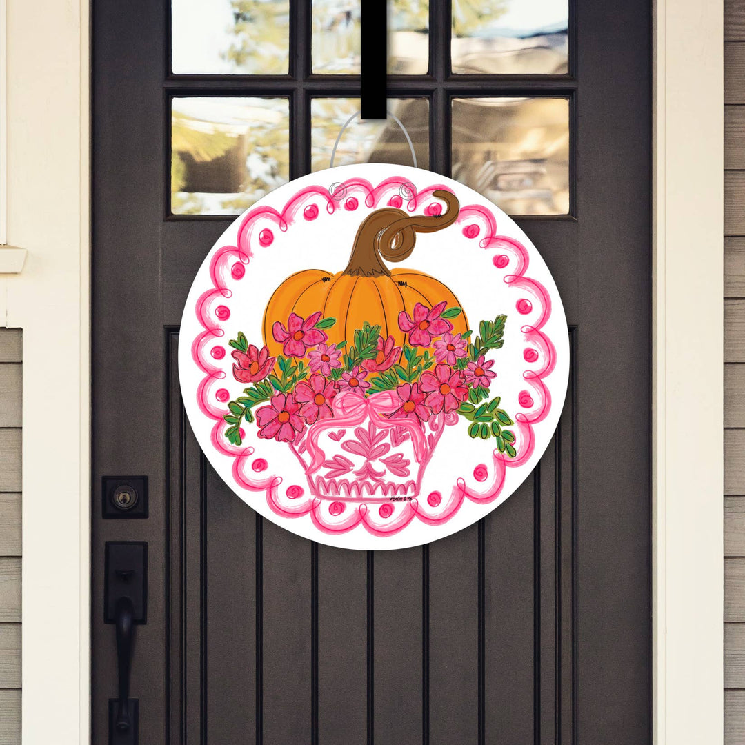 Baxter &amp; Me - Pretty Pink Scallop Pumpkin Door Hanger