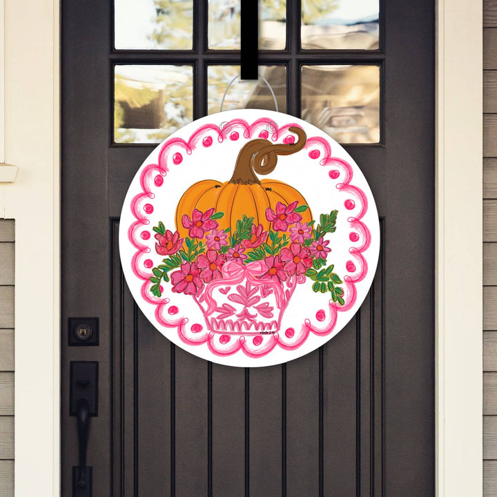 Baxter &amp; Me - Pretty Pink Scallop Pumpkin Door Hanger