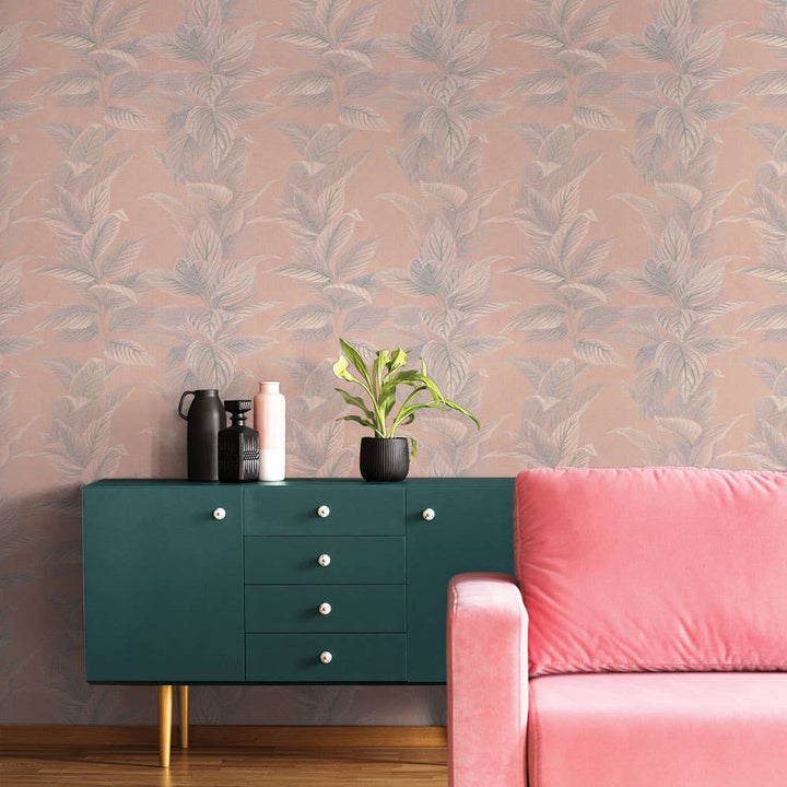 Tempaper - Pastel Palm Pink Peel and Stick Wallpaper, 60 sq. ft.