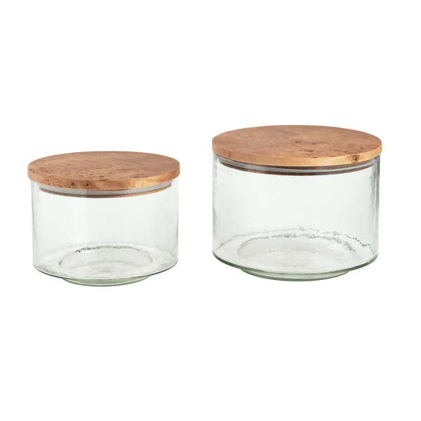 Burl Wood Lidded Canister Set