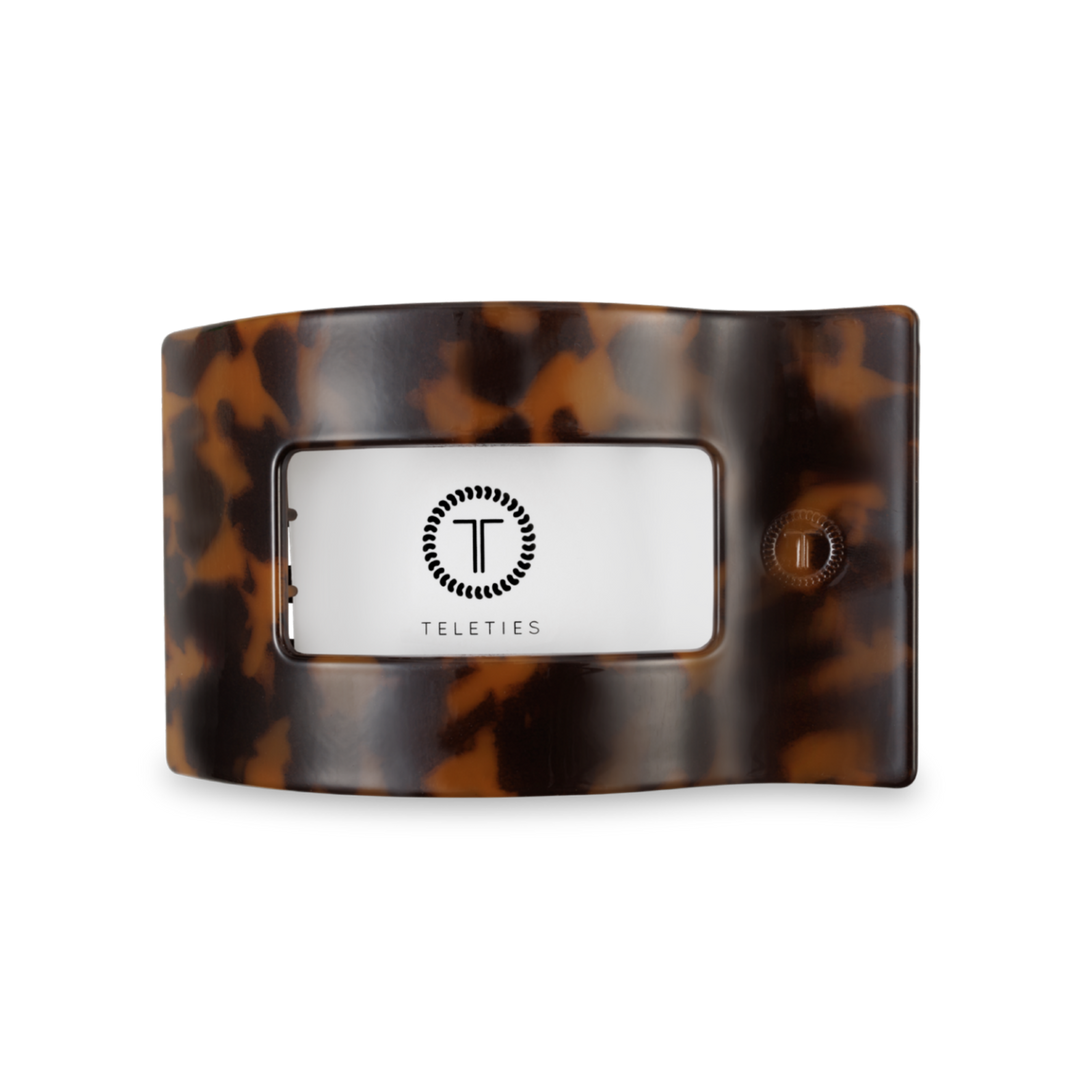 TELETIES - Flat Rectangle Hair Clip | Medium | Tortoise