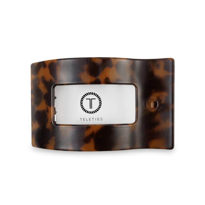 TELETIES - Flat Rectangle Hair Clip | Medium | Tortoise