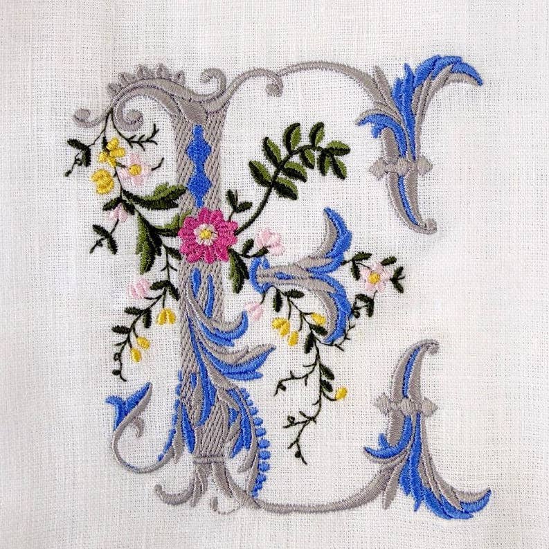 Arte Italica & Crown Linen Designs - Heritage Floral Monogram Linen Towel - New