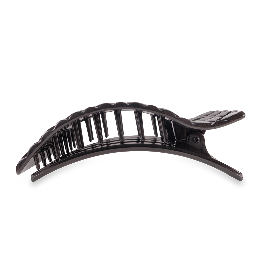 TELETIES - Flat Rectangle Hair Clip | Large | Jet Black Quilted