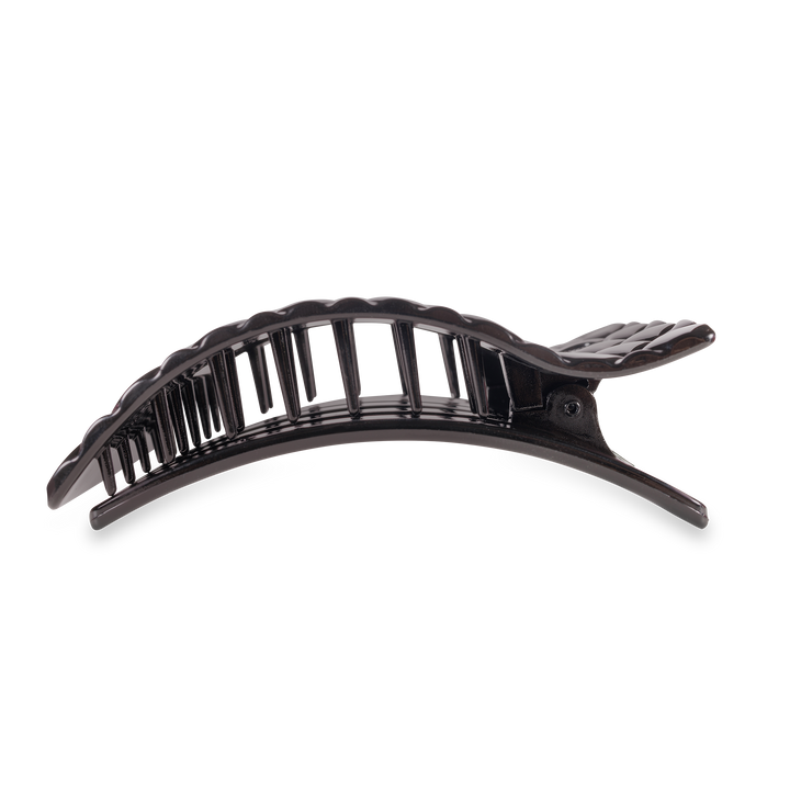 TELETIES - Flat Rectangle Hair Clip | Large | Jet Black Quilted