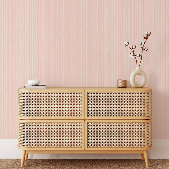 Tempaper - Grasscloth Blush Peel and Stick Wallpaper, 28 sq. ft.