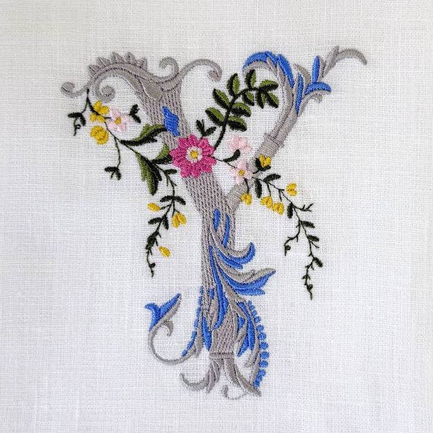 Arte Italica & Crown Linen Designs - Heritage Floral Monogram Linen Towel - New