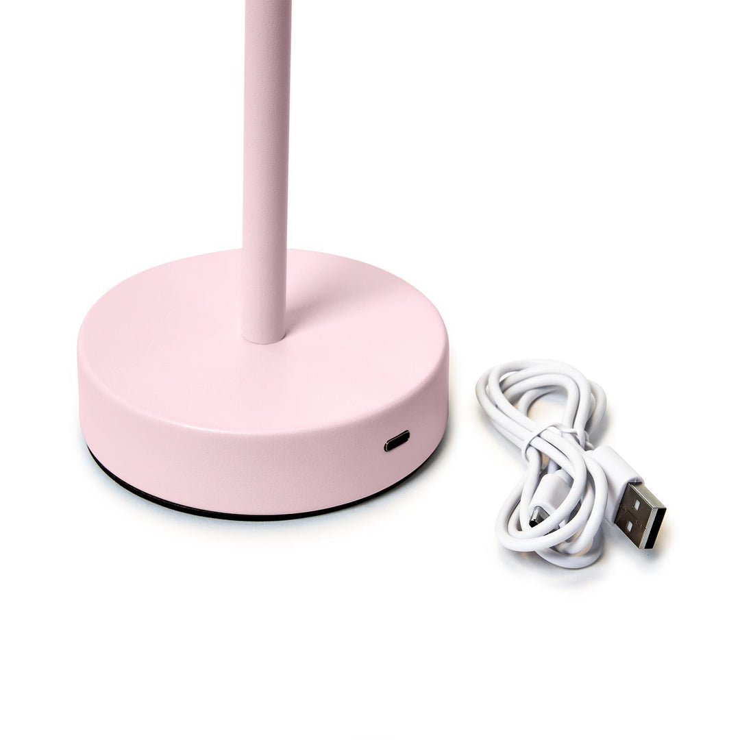 Pink LED Portable Cordless Table Lamp with Scalloped Edge Shade in Gift Box