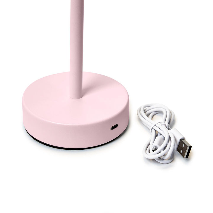 Pink LED Portable Cordless Table Lamp with Scalloped Edge Shade in Gift Box