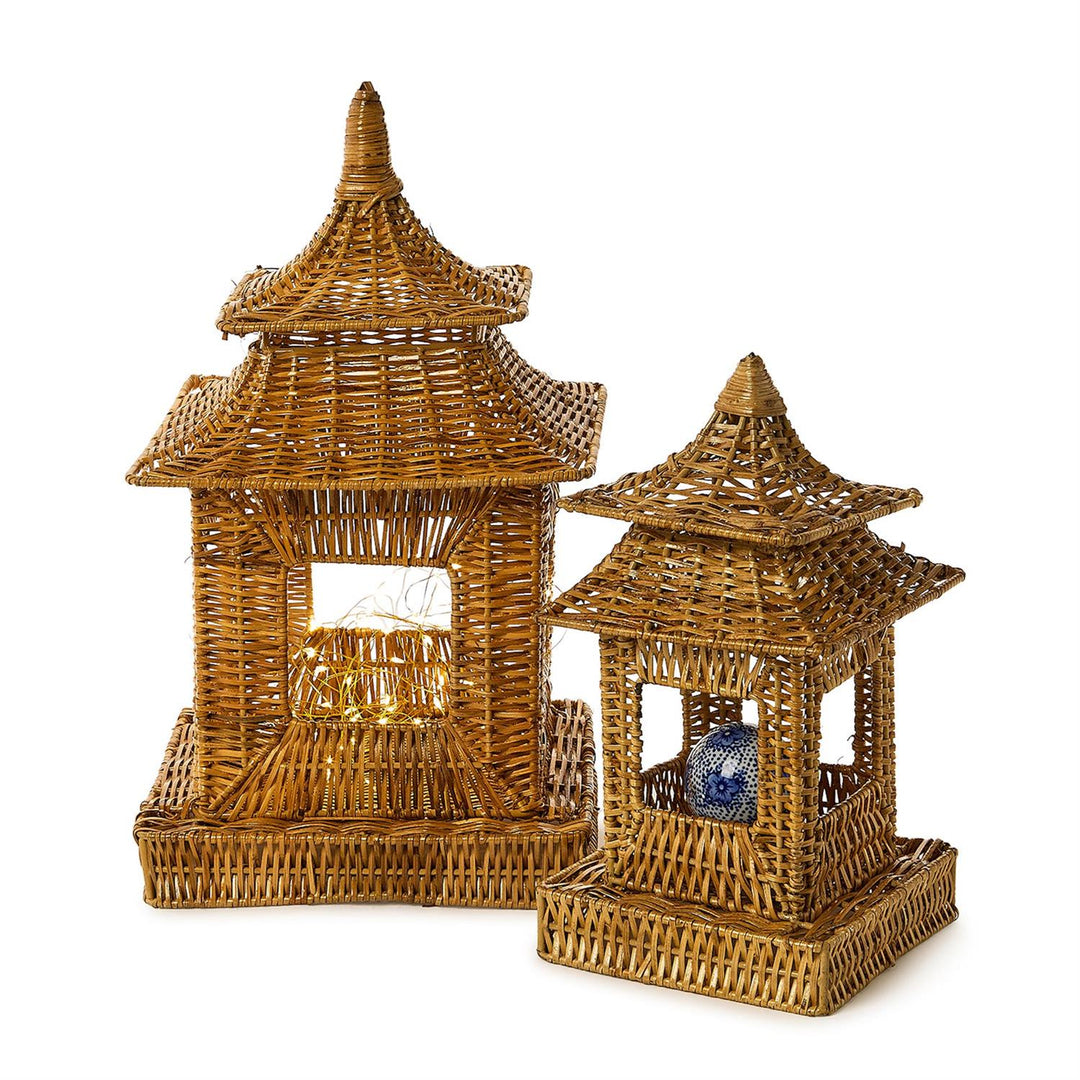 Pagoda Rattan Lanterns - Set of 2