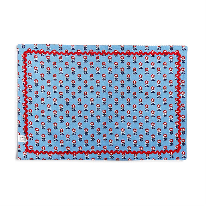 Red, White and Bloom Double Sided Fabric Placemats Set/4