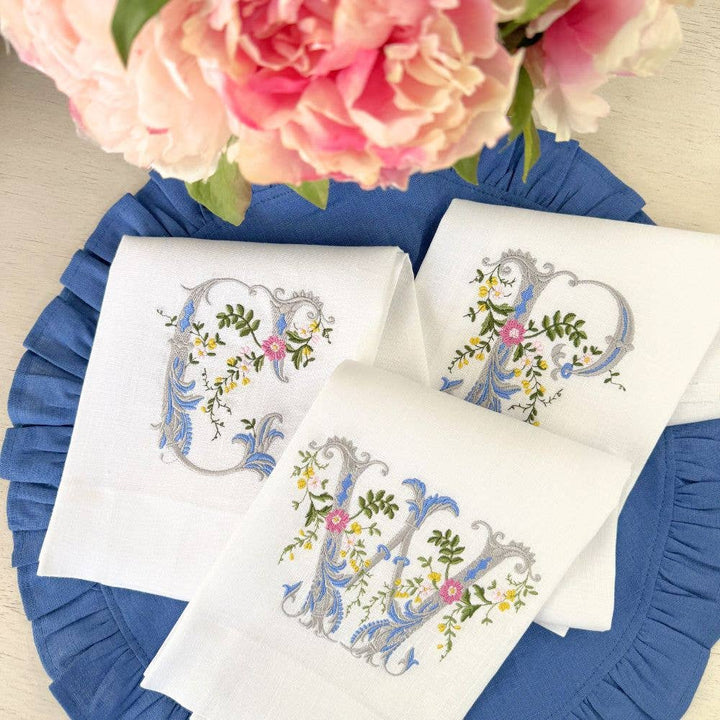 Arte Italica & Crown Linen Designs - Heritage Floral Monogram Linen Towel - New