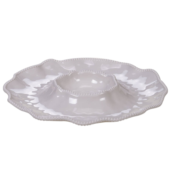 Certified International - Perlette Cream Melamine Chip &amp; Dip 14.5 in