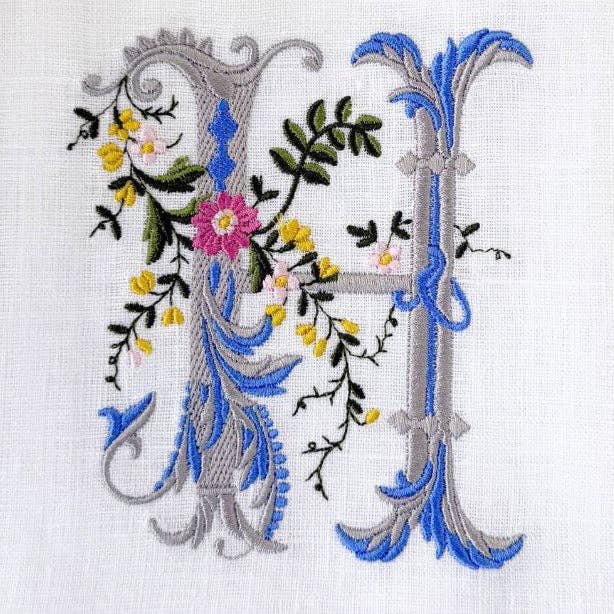 Arte Italica & Crown Linen Designs - Heritage Floral Monogram Linen Towel - New
