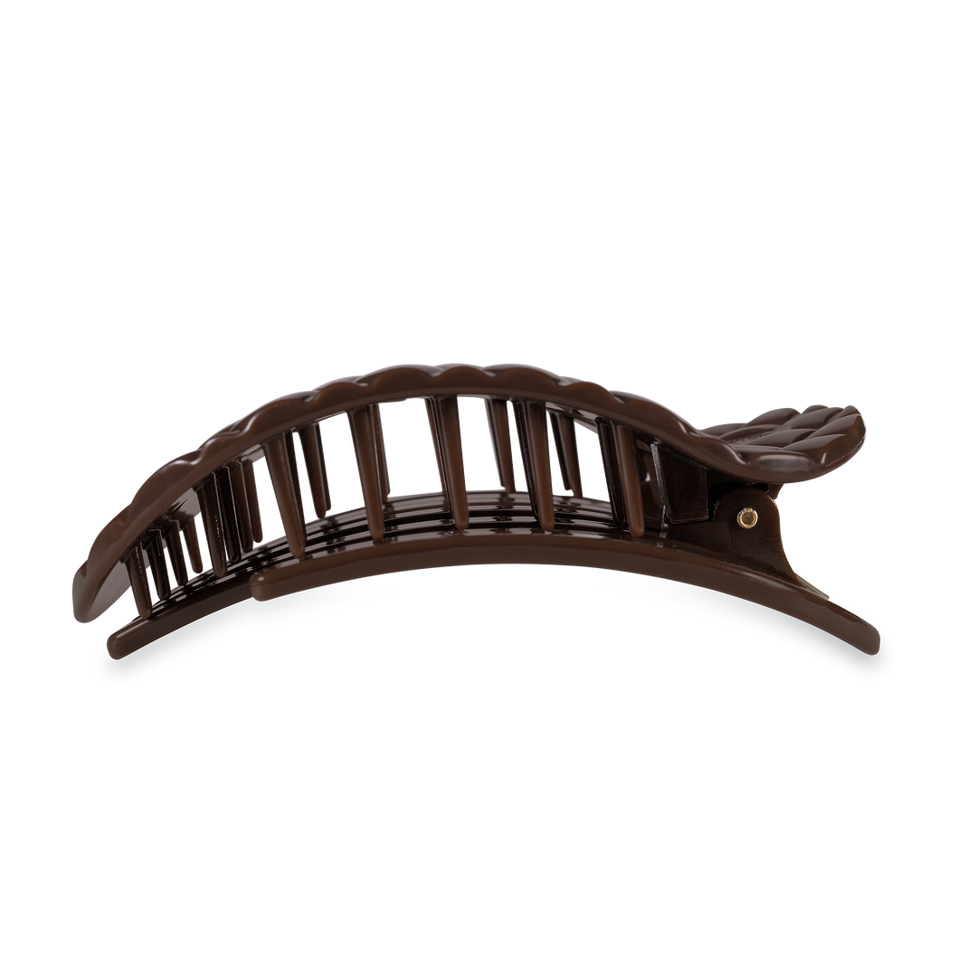 TELETIES - Flat Round Hair Clip | Large | Truly Taupe Quilted