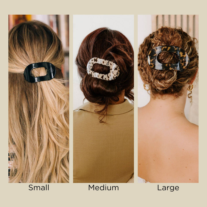 TELETIES - Flat Round Hair Clip | Large | Truly Taupe Quilted