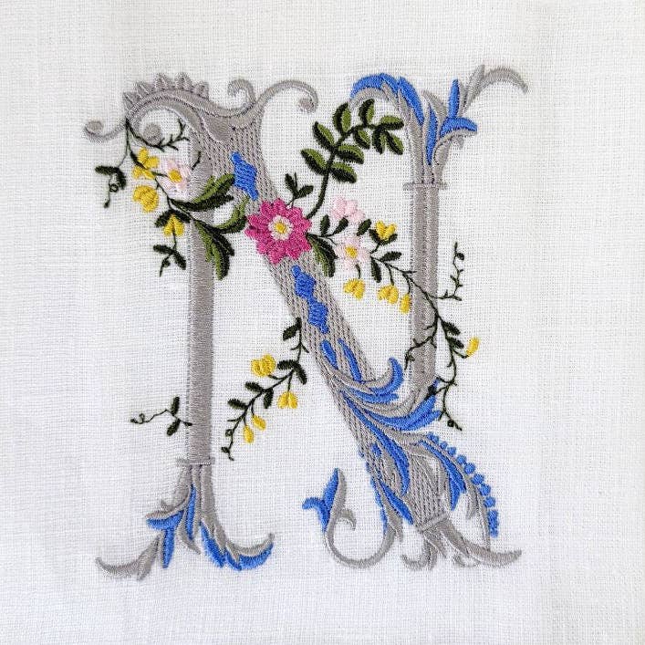 Arte Italica & Crown Linen Designs - Heritage Floral Monogram Linen Towel - New