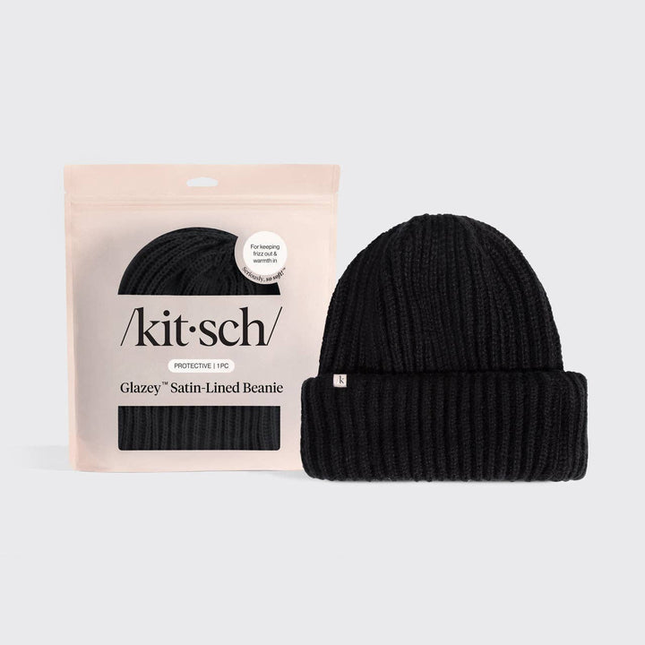 KITSCH - Glazey™ Satin-Lined Beanie - Black