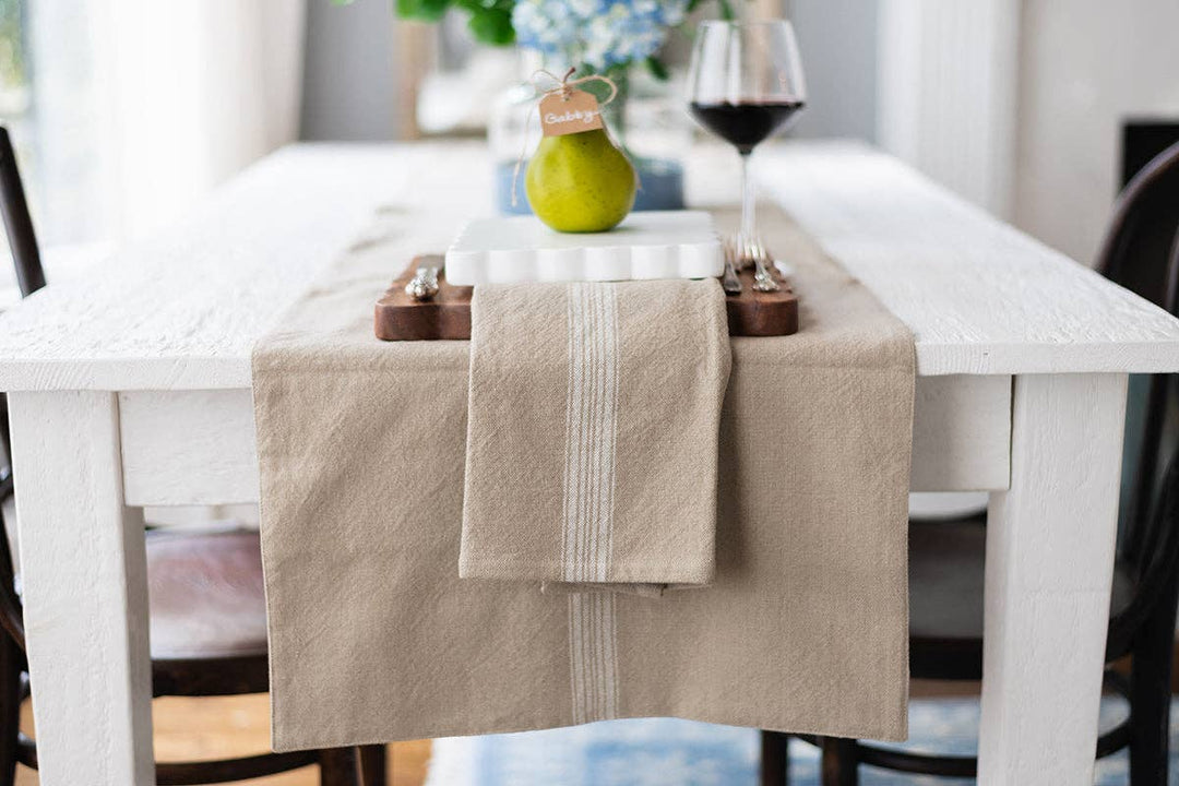 Kitchen Tea Towel, Vintage White Stripe, Set of 2