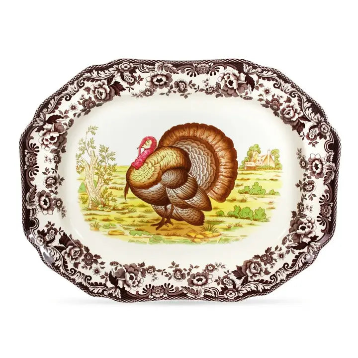 Spode Woodland Octagonal Platter 19" Turkey