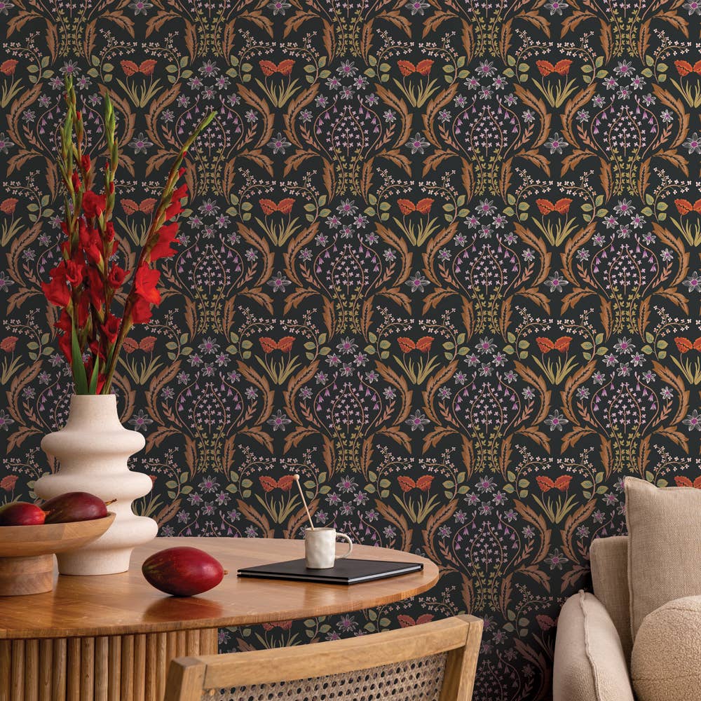 Tempaper & Co ® - Scandi Floral Orange Peel and Stick Wallpaper, 28 sq. ft.