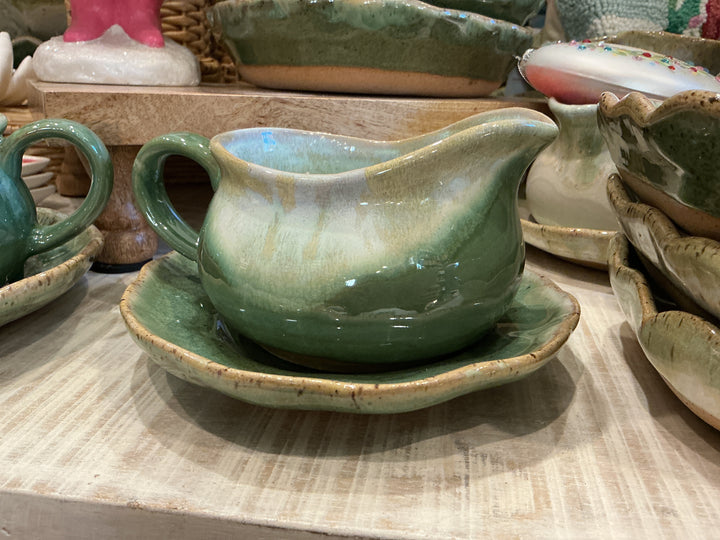 Gravy Boat & Saucer Set - Matcha Leaf