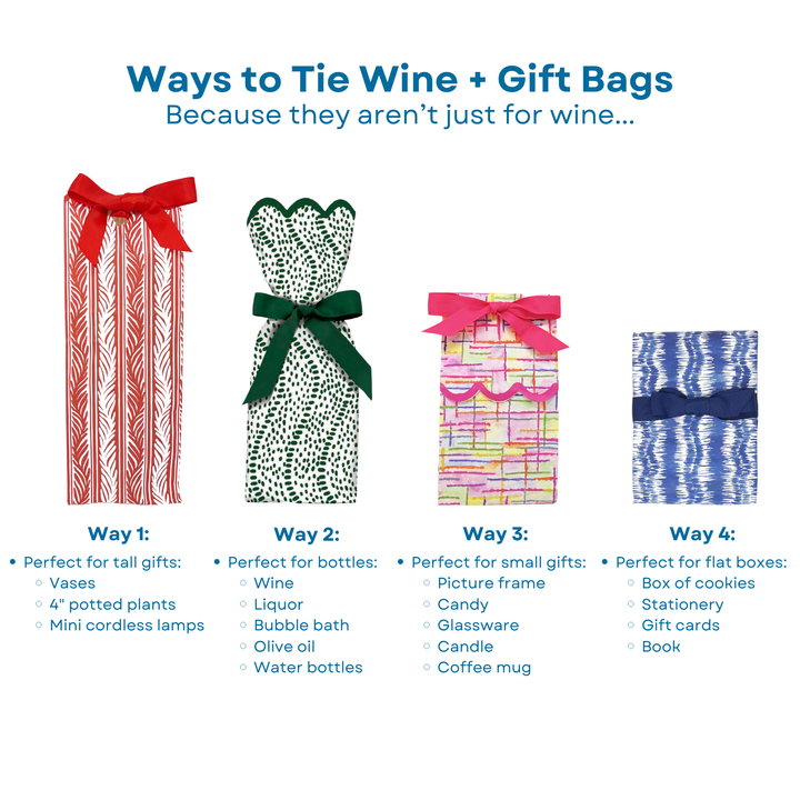 Christmas Marble Wine + Gift Bag Kits | Set of 6