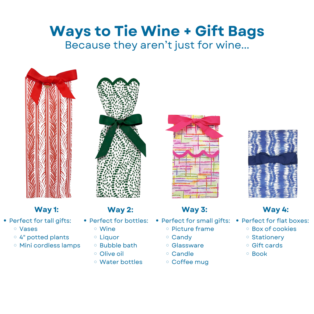 Red Stripe Holiday Wine + Gift Bag Kits | Set of 6
