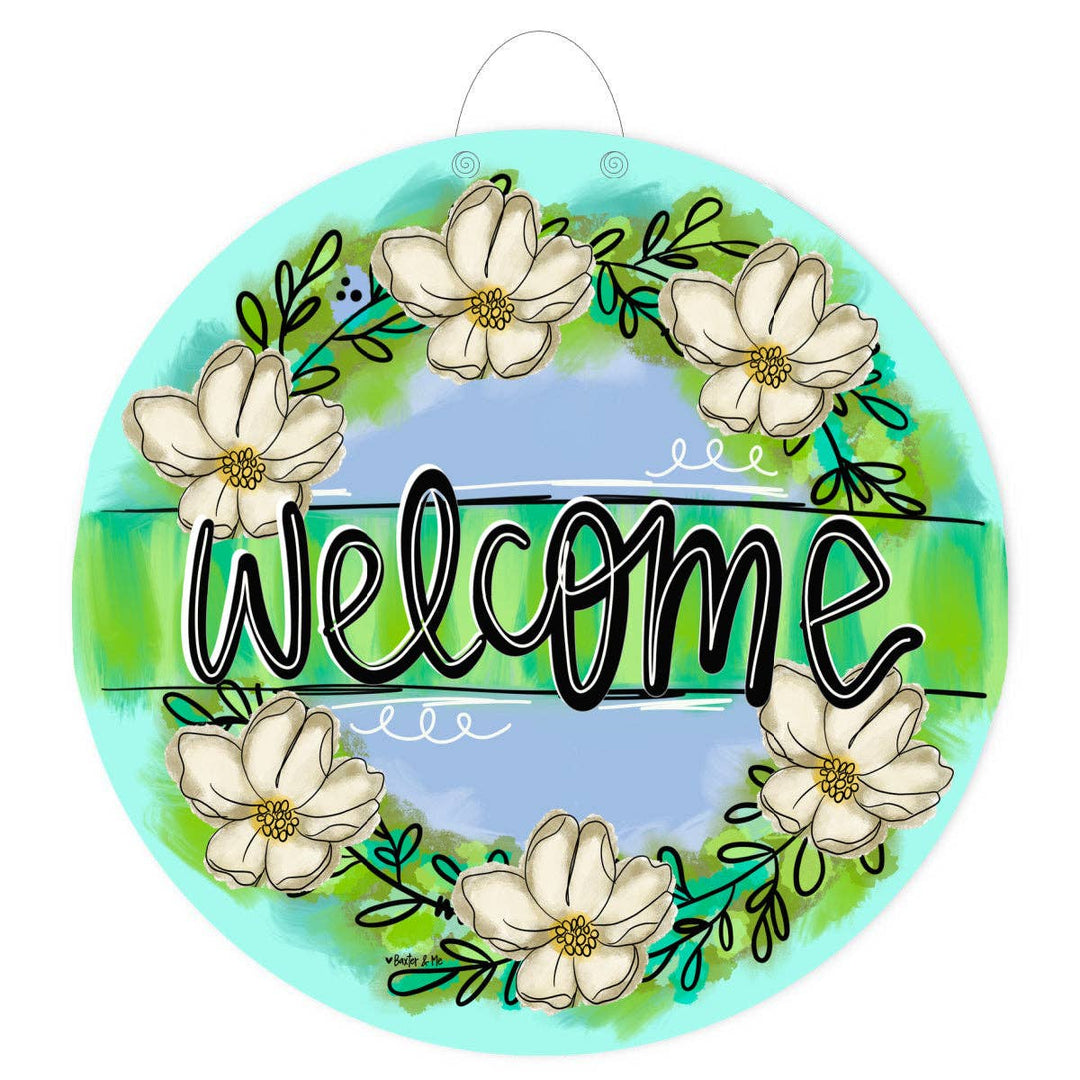 Welcome Magnolia Wreath Door Hanger