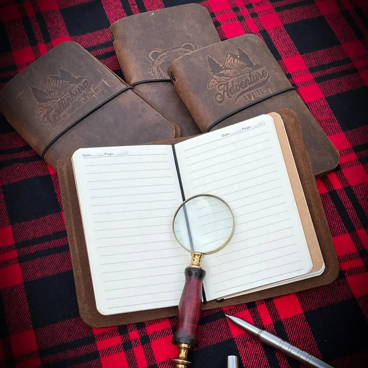Sophisticate Supply Co. - Custom Stamped Leather Journal – Refillable Pocket Notebook