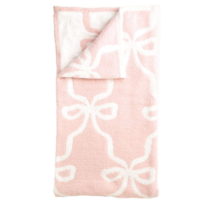 Blush Bow Chenille Throw Blanket