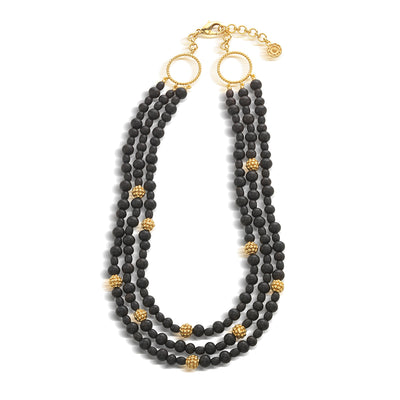 Berry 3-Strand Necklace, 18"+2" - Ebony