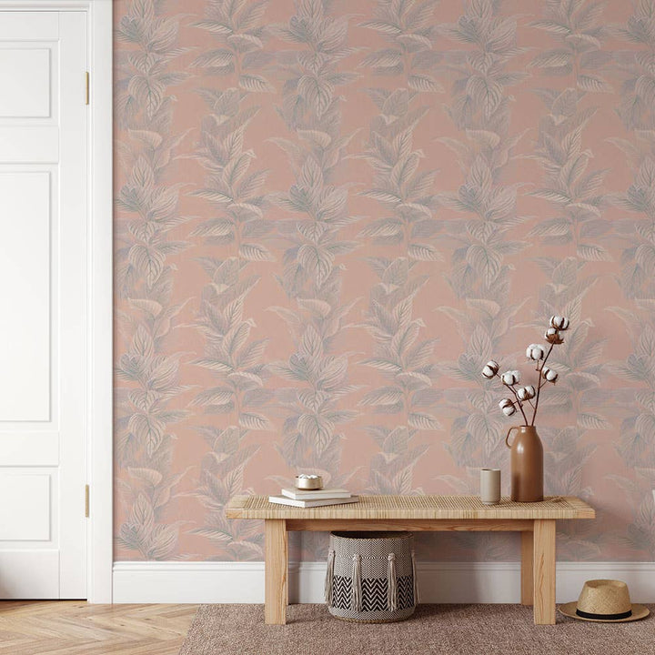 Tempaper - Pastel Palm Pink Peel and Stick Wallpaper, 60 sq. ft.