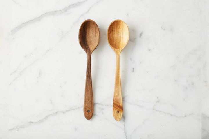 Euro Large Serving Spoon Set of 2, Fruitwood