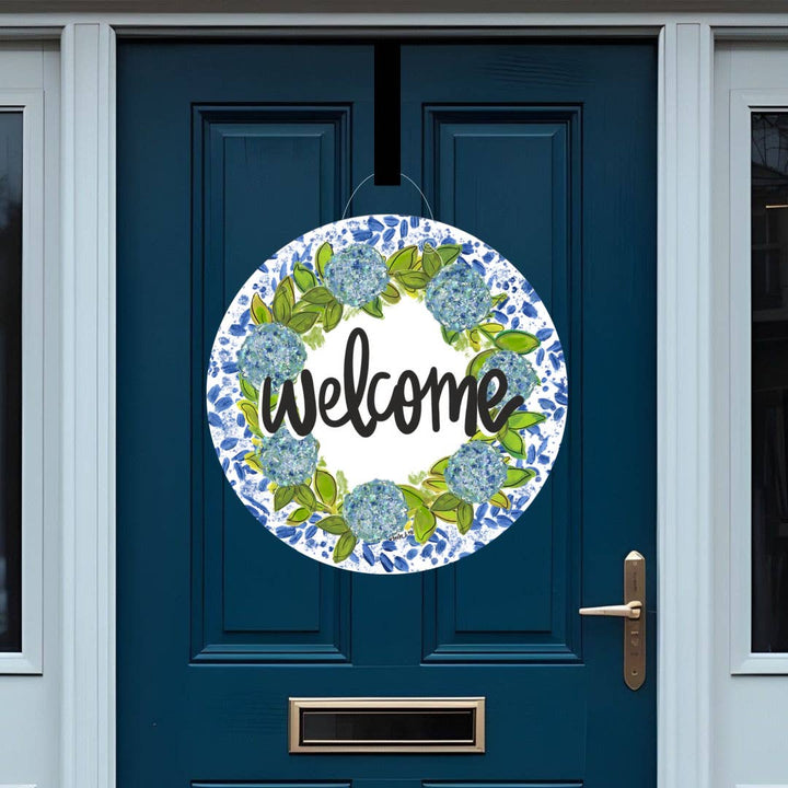 Baxter & Me - Hydrangeas Welcome Willow Door Hanger