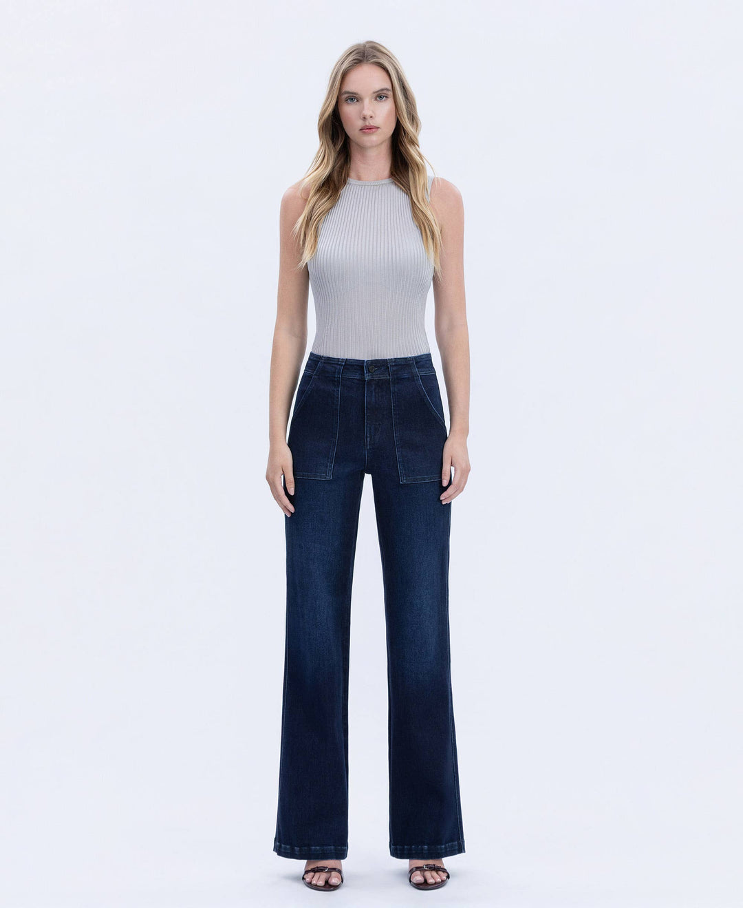 VERVET by FLYING MONKEY - SUPER HIGH RISE FULL LENGTH VINTAGE FLARE JEANS T7011