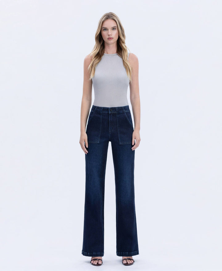 VERVET by FLYING MONKEY - SUPER HIGH RISE FULL LENGTH VINTAGE FLARE JEANS T7011