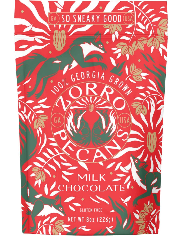 Zorro Pecans - HOLIDAY Milk Chocolate Covered Pecans -12 bags