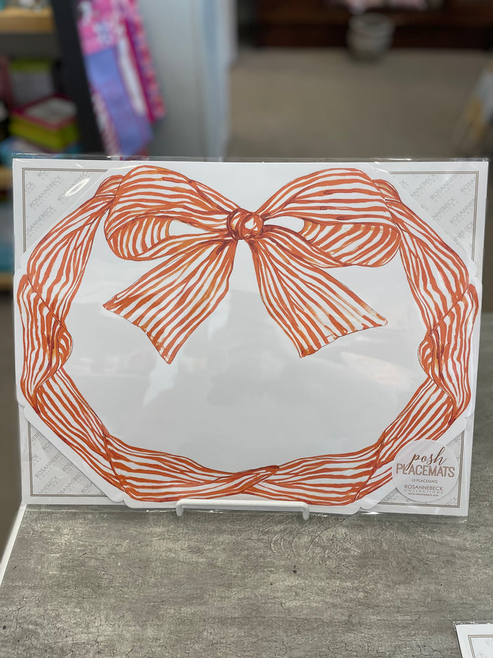 Gameday Placemats | Orange Striped Bow