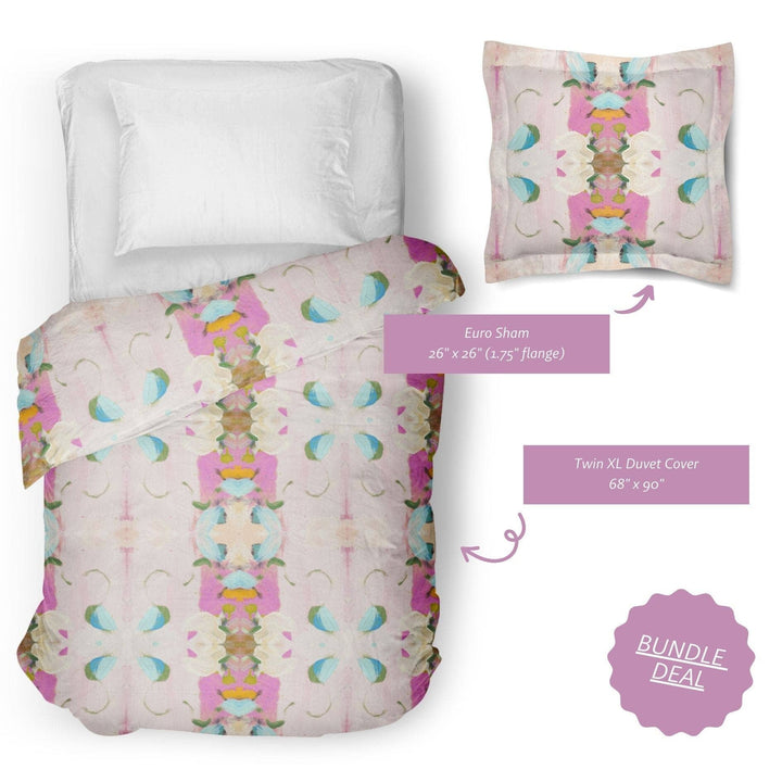 Laura Park Designs - Monet's Garden Pink Dorm Bedding Set, Twin XL