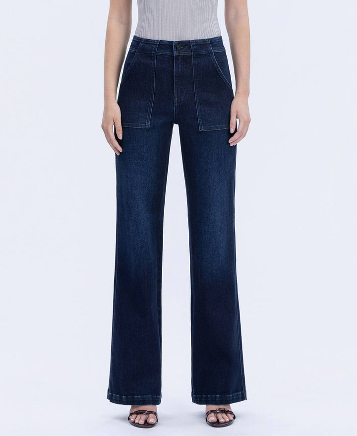 VERVET by FLYING MONKEY - SUPER HIGH RISE FULL LENGTH VINTAGE FLARE JEANS T7011