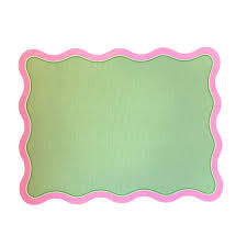 Green Linen Pink Border Posh Placemat set of 10