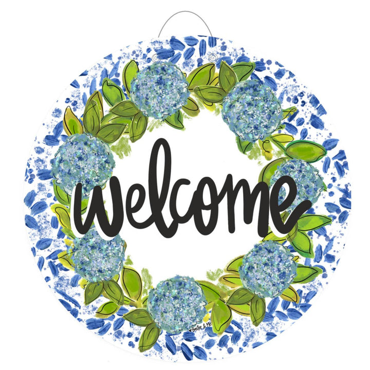 Baxter & Me - Hydrangeas Welcome Willow Door Hanger